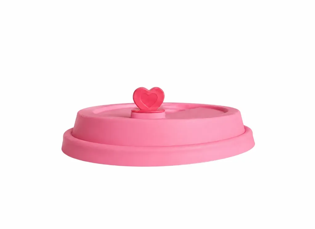 [M0009p] 90mm PP Lid with Heart Shaped Plug (1000pcs) (Pink)